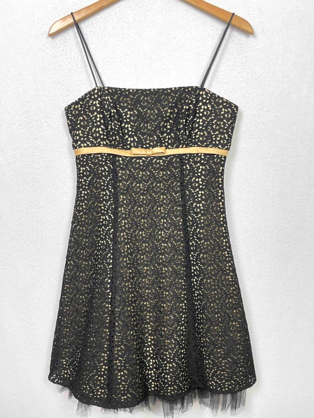 Betsy & Adam Black Lace Overlay Party Cocktail Dress Womens Size 10